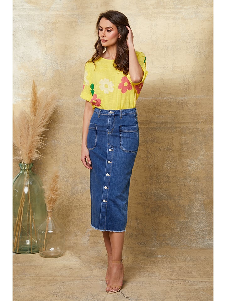 La Compagnie Du Lin Koszulka "Aphrodite" w kolorze żółtym ze wzorem rozmiar: S