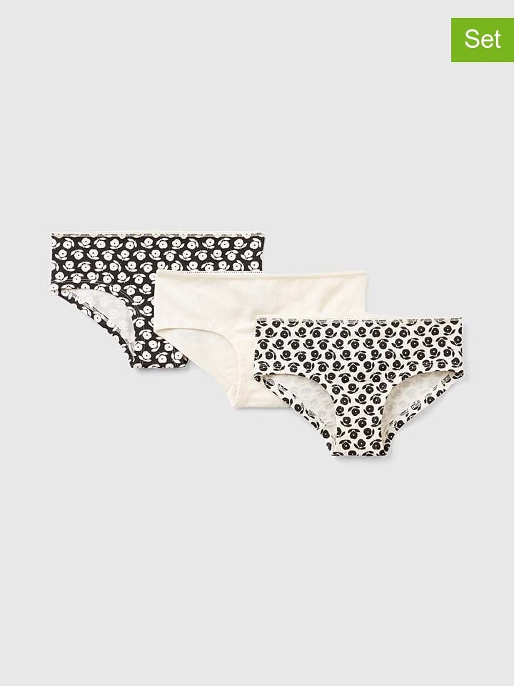 Benetton Majtki (3 pary) w kolorze czarno-kremowym rozmiar: 90