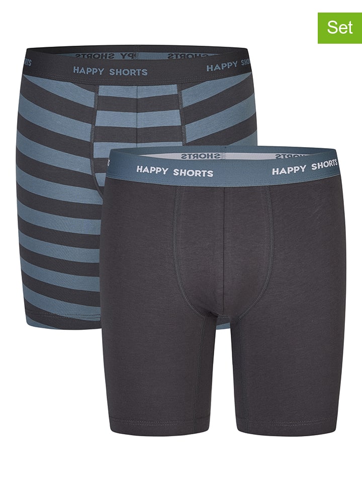 Happy Shorts Bokserki (2 pary) w kolorze niebiesko-czarnym rozmiar: M