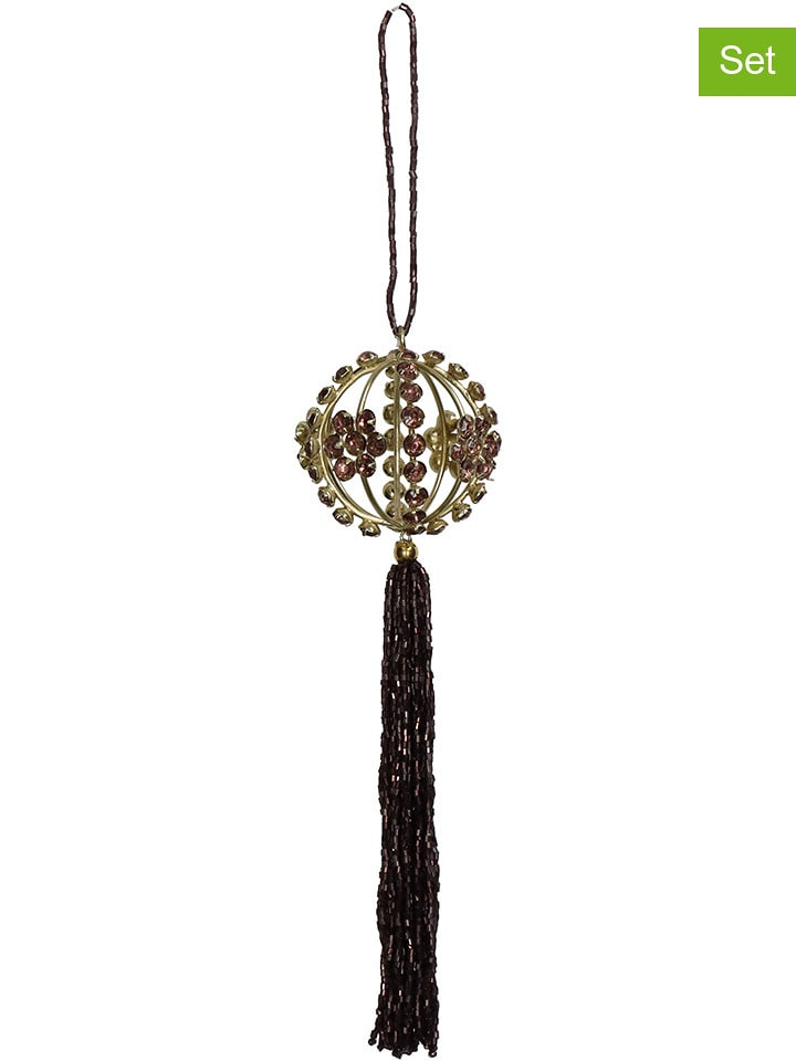 Kersten Zawieszki dekoracyjne (4 szt.) w kolorze fioletowo-złotym - 23 x Ø 6 cm rozmiar: onesize