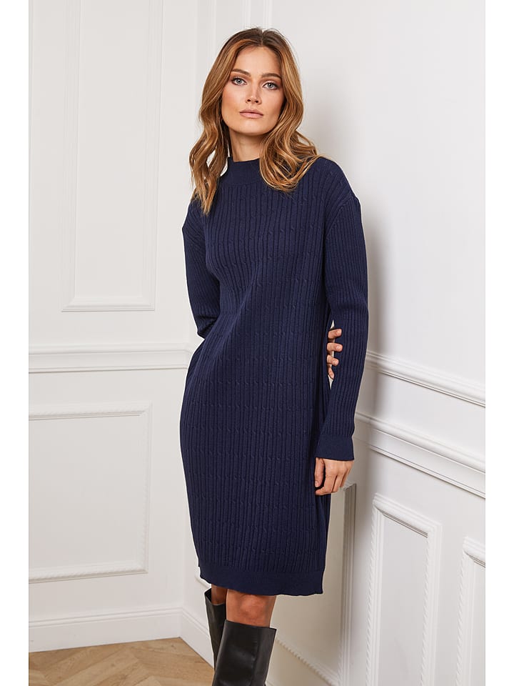 Joséfine Sukienka dzianinowa "Doumbia" w kolorze granatowym rozmiar: M