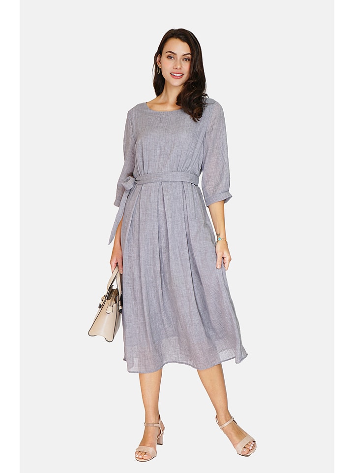 Le Jardin du Lin Lniana sukienka w kolorze szarym rozmiar: 38