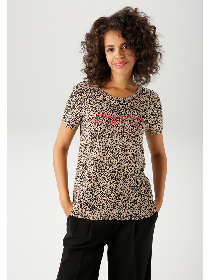 Aniston Koszulka w kolorze beżowo-czarnym rozmiar: 42