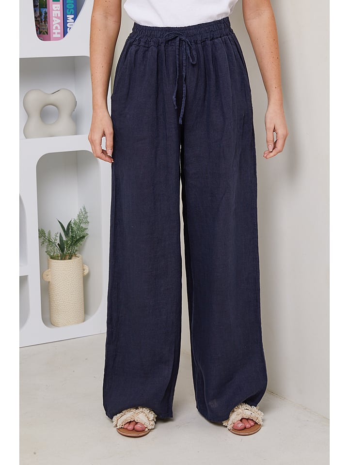 Rodier Lin Lniane spodnie w kolorze granatowym rozmiar: XL/XXL