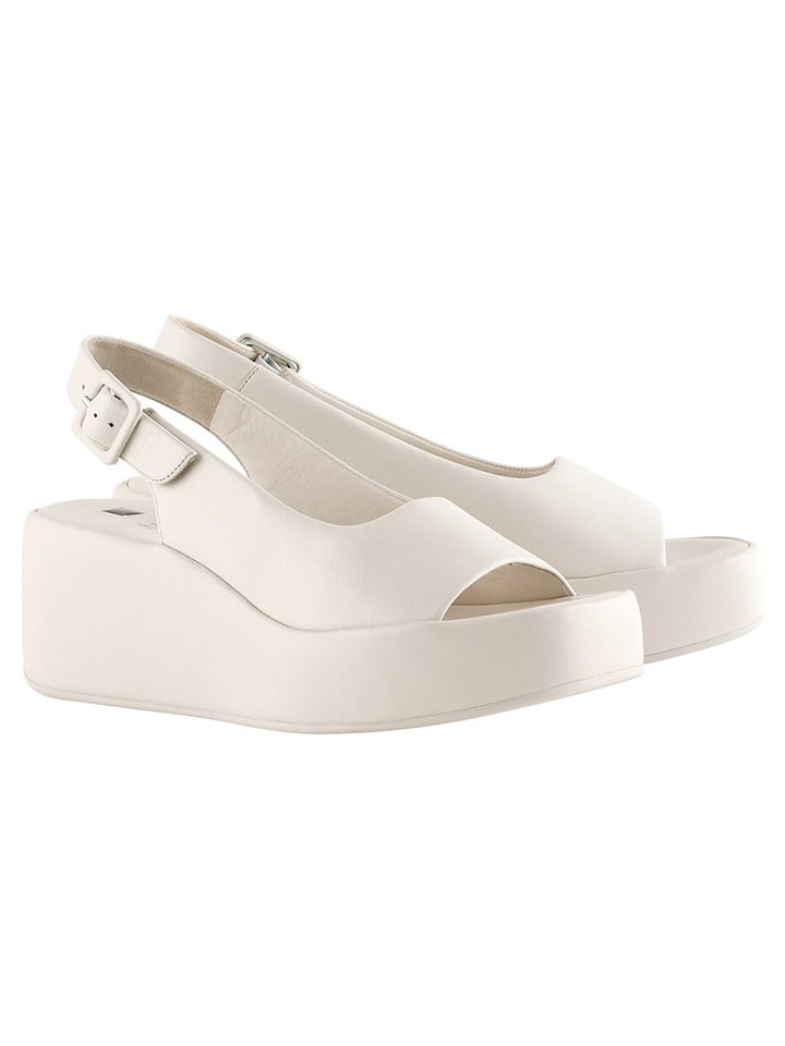 Högl Skórzane sandały w kolorze kremowym na koturnie rozmiar: 37,5