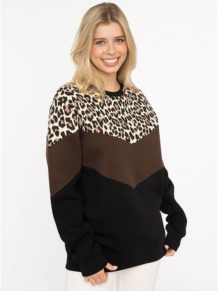 Zwillingsherz Bluza "Konny" w kolorze czarno-brązowym rozmiar: L/XL