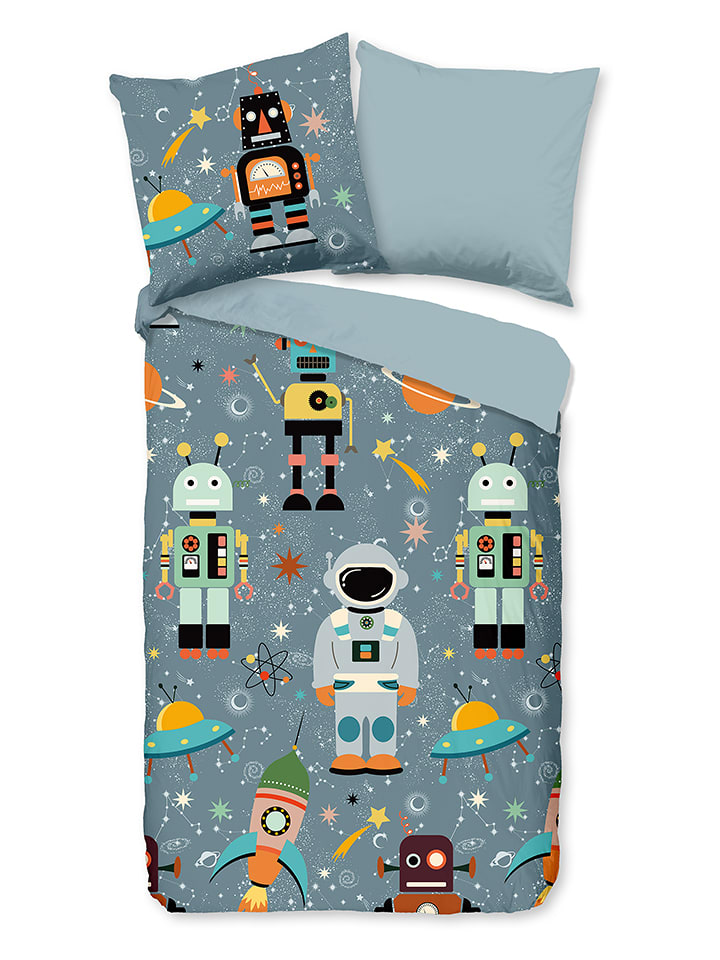 Good Morning Komplet pościeli "Spacemen" w kolorze szarym rozmiar: 140x220 cm