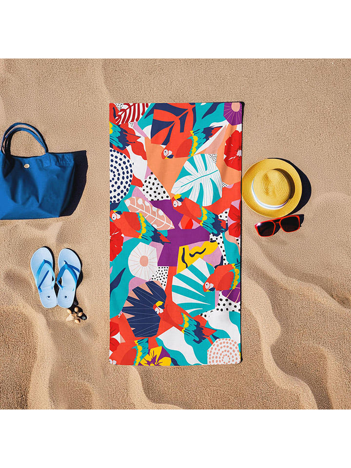 Colourful Cotton Ręcznik plażowy "Baskili" w kolorze miętowo-czerwonym rozmiar: 75x150 cm