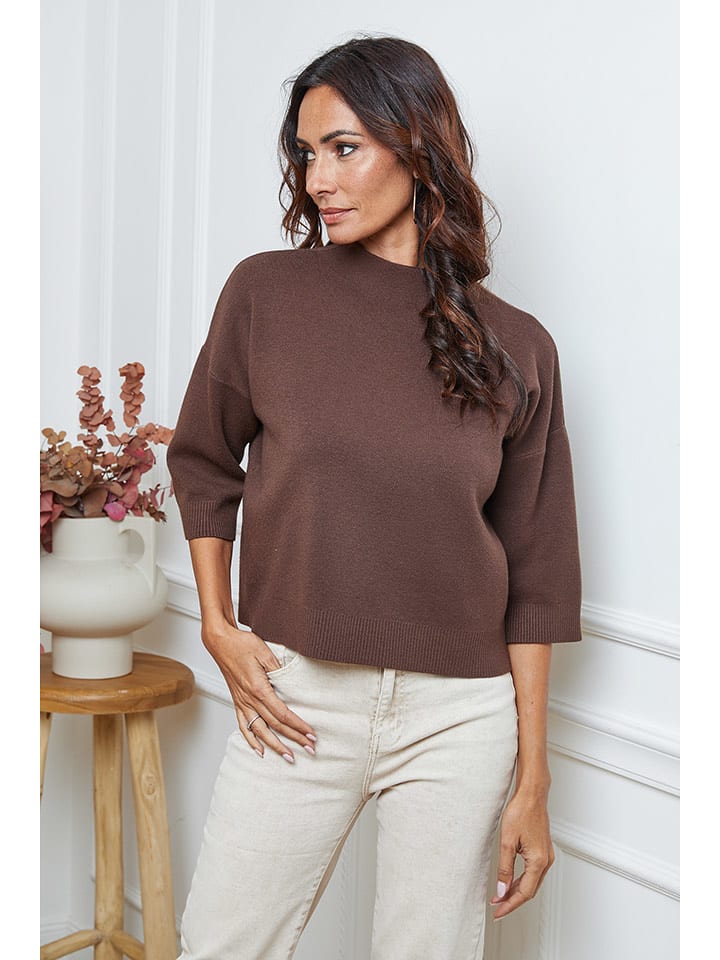 So Cachemire Sweter "Dylia" w kolorze brązowym rozmiar: L
