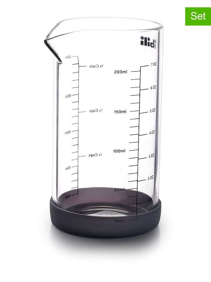 Ibili Mini kubki (2 szt.) w kolorze czarnym z miarką - 200 ml rozmiar: onesize