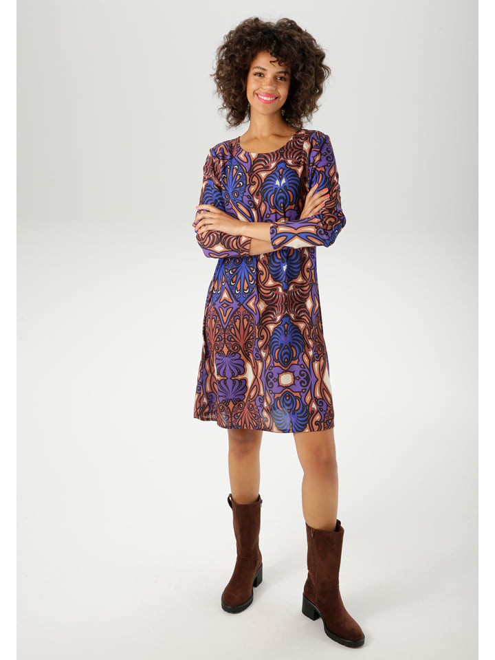 Aniston Sukienka w kolorze niebiesko-fioletowo-jasnobrązowym rozmiar: 42