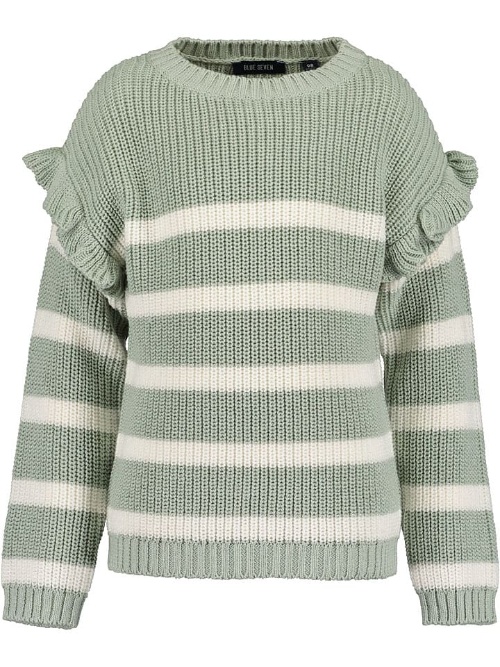 Blue Seven Sweter w kolorze zielono-kremowym rozmiar: 104