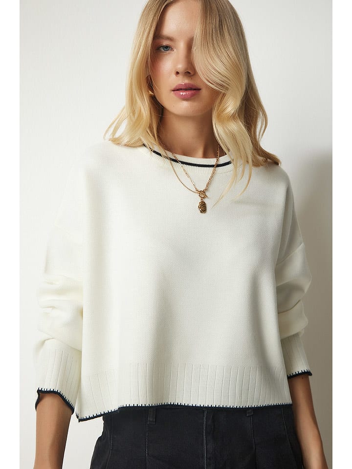 Happiness Istanbul Sweter w kolorze białym rozmiar: onesize