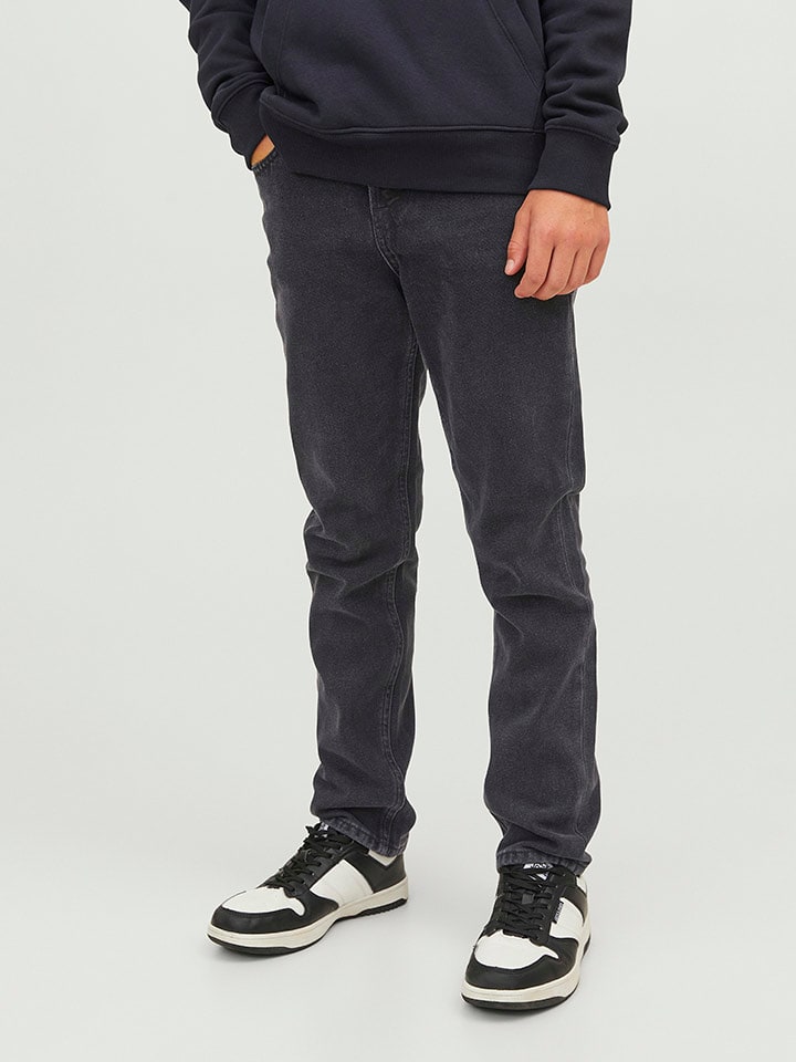 JACK & JONES Junior Dżinsy "Clark" - Regular fit - w kolorze czarno-antracytowym rozmiar: 176