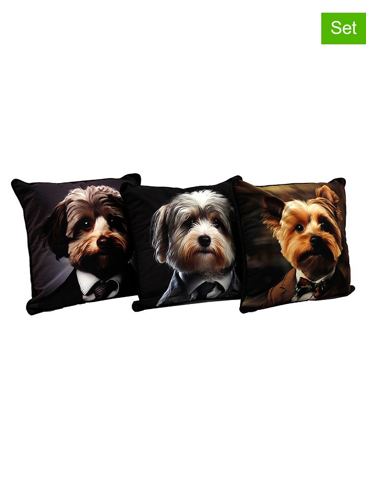 SiL Interiors Poduszki dekoracyjne (3 szt.) w kolorze czarnym ze wzorem - 45 x 45 cm rozmiar: onesize