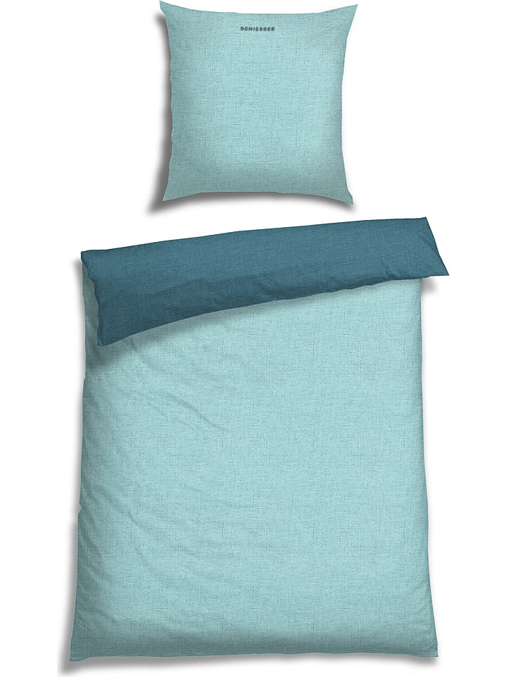Schiesser Komplet pościeli renforcé w kolorze turkusowym rozmiar: 135x200 cm