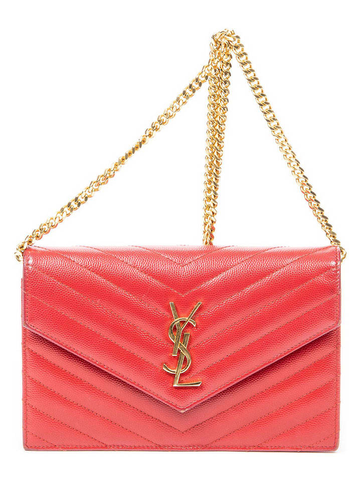 Yves Saint Laurent Skórzana torebka w kolorze czerwonym - 19 x 12 x 2 cm rozmiar: onesize
