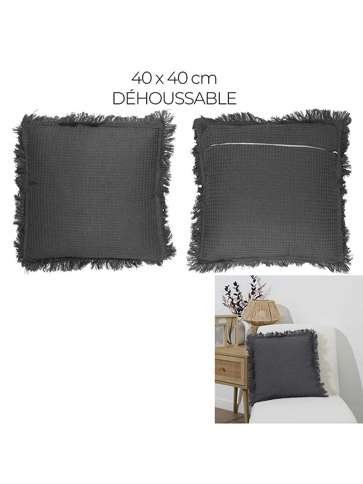 Garden Spirit Poduszka "Gaufre" w kolorze antracytowym - 40 x 40 cm rozmiar: onesize