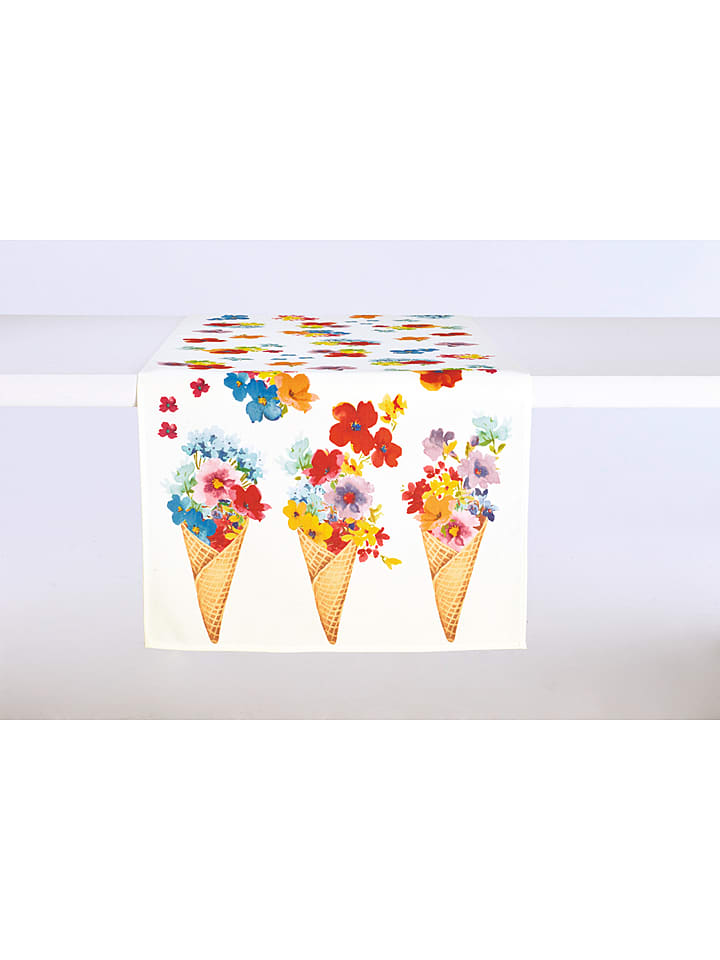 IHR Bieżnik "Anabel" w kolorze białym ze wzorem - 45 x 150 cm rozmiar: onesize