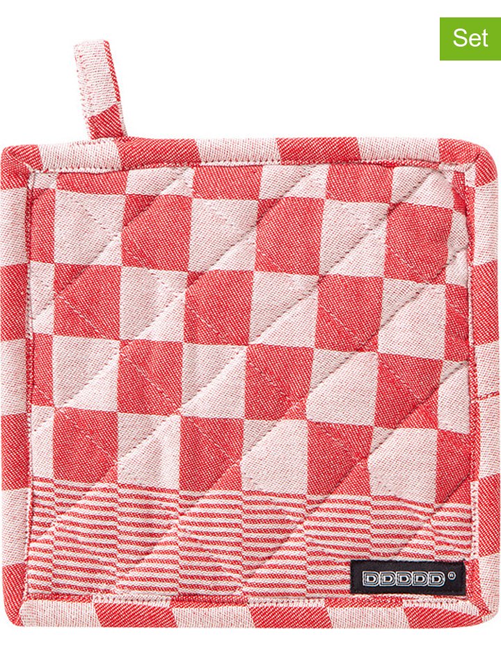 DDDDD Łapki kuchenne (2 szt.) "Barbecue" w kolorze czerwonym - 21 x 21 cm rozmiar: onesize