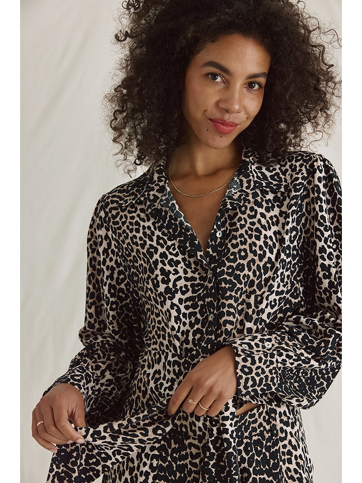 Cotton Candy Bluzka "Nina" w kolorze jasnobrązowo-czarnym rozmiar: M