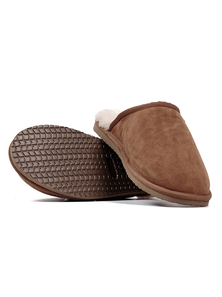 Hofbrucker Skórzane kapcie w kolorze brązowym rozmiar: 44