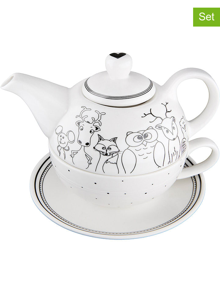 GILDE 3-częściowy zestaw "Forest lovers" w kolorze białym do herbaty rozmiar: onesize
