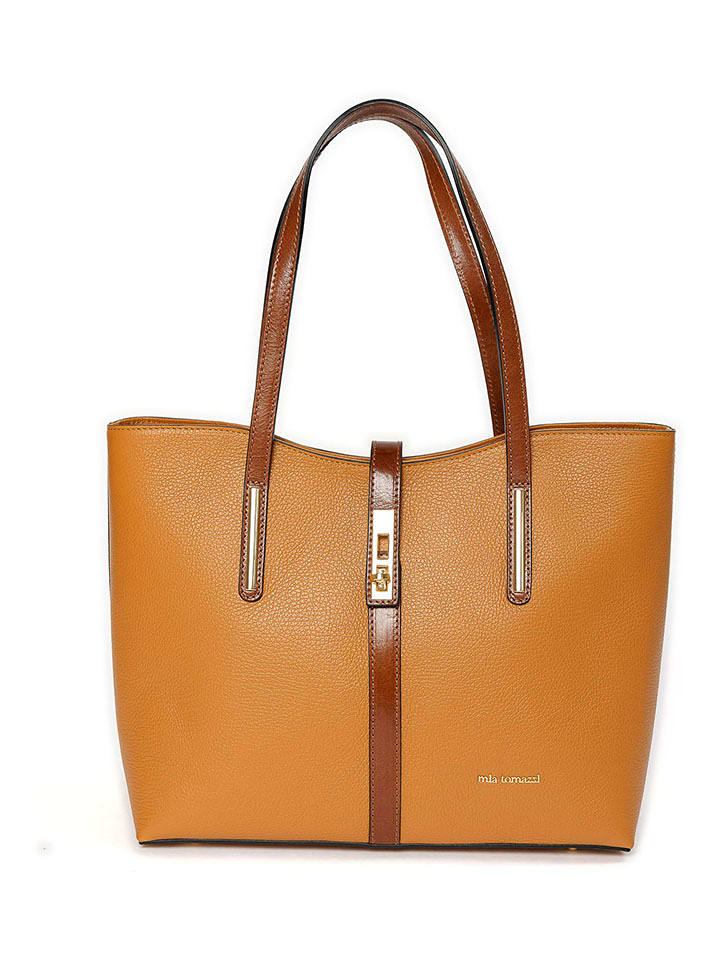 Mia Tomazzi Skórzana torebka "Gaffurio" w kolorze żółtym - 35 x 28 x 14 cm rozmiar: onesize