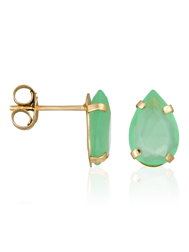 OR ÉCLAT Złote kolczyki-wkrętki "Aya" z jadeitami rozmiar: onesize