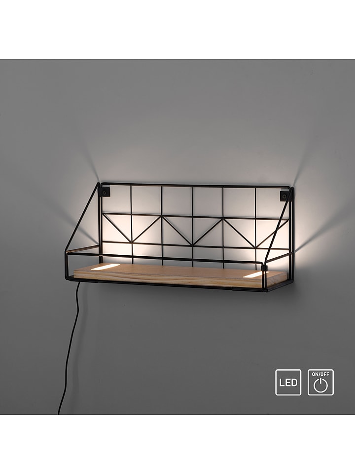 Just Light Lampa ścienna LED "Board" w kolorze czarno-jasnobrązowym - 45 x 20 x 15 cm rozmiar: onesize