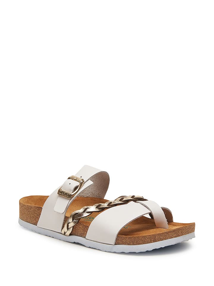 Comfortfusse Skórzane japonki w kolorze złoto-białym rozmiar: 42