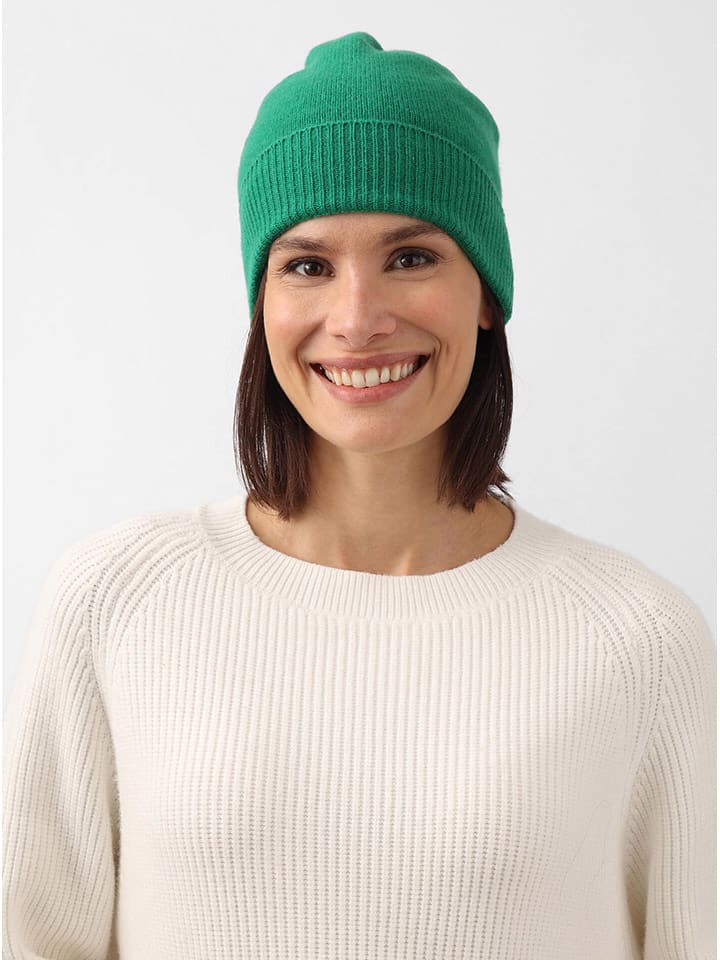 Zwillingsherz Kaszmirowa czapka beanie w kolorze zielonym rozmiar: onesize