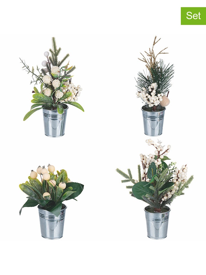 Villa d´Este Sztuczne rośliny (12 szt.) w kolorze zielono-białym - wys. 16 x Ø 6 cm rozmiar: onesize