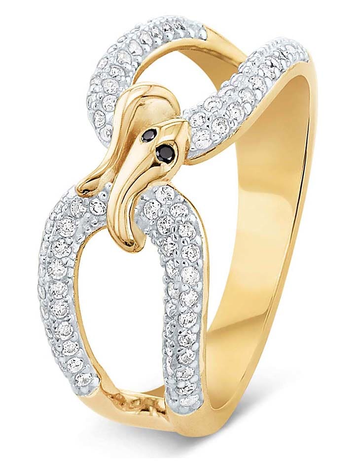 DI GIORGIO Pozłacany pierścionek z cyrkoniami rozmiar: 50