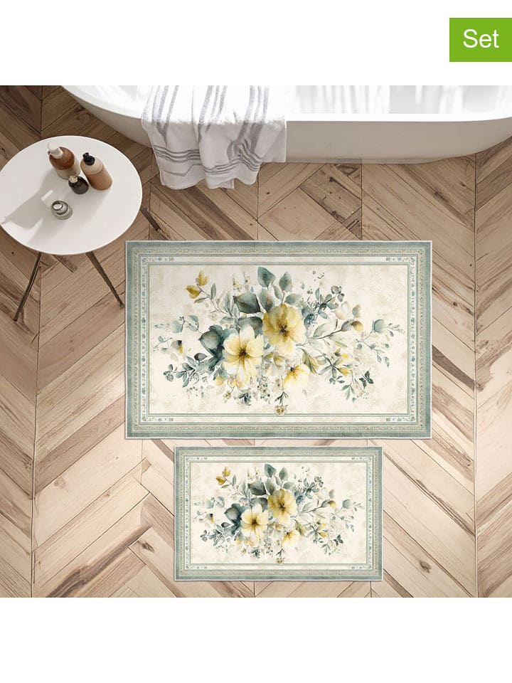 Mijolnir Dywaniki łazienkowe (2 szt.) w kolorze zielono-kremowo-żółtym rozmiar: onesize