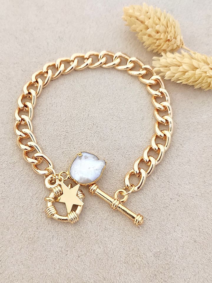 Nakkash Pozłacana bransoletka z perłą rozmiar: onesize