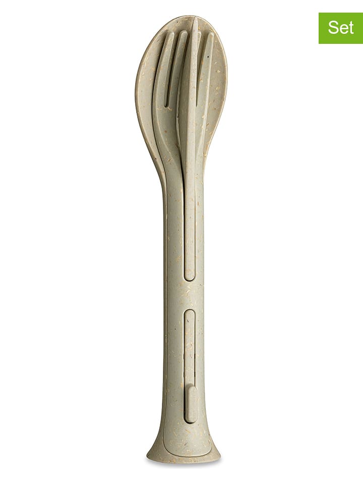 koziol 3-częściowy zestaw sztućców "Klikk Pocket" w kolorze beżowym - dł. 17 cm rozmiar: onesize