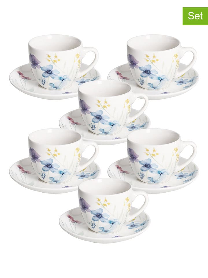 Tognana Filiżanki (6 szt.) w kolorze białym ze wzorem - 100 ml rozmiar: onesize