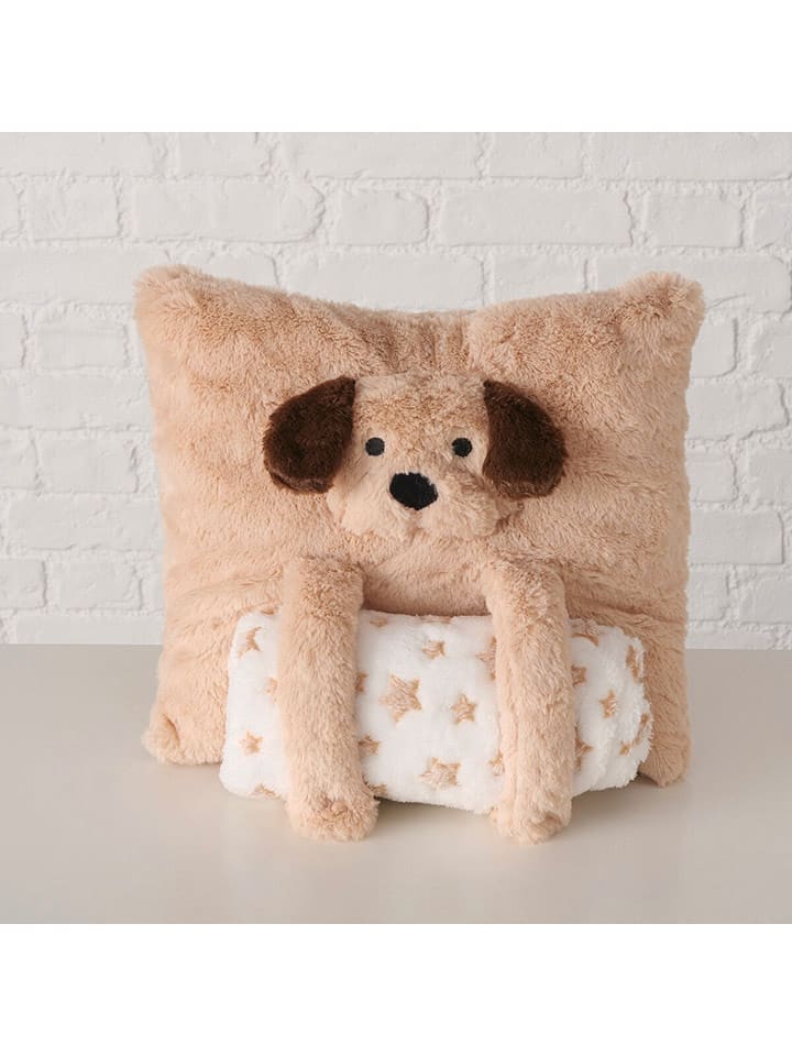 Boltze Poduszka "Noah" w kolorze jasnobrązowo-białym - 32 x 32 cm rozmiar: onesize