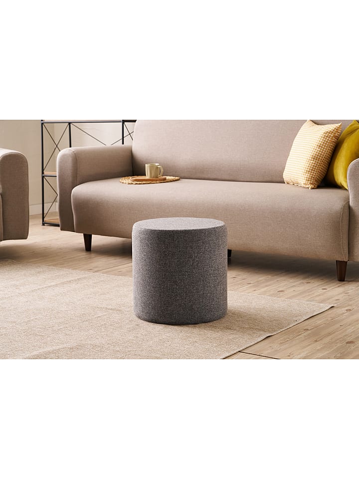 HanahHome Puf "Bitez" w kolorze antracytowym - wys. 40 x Ø 40 cm rozmiar: onesize