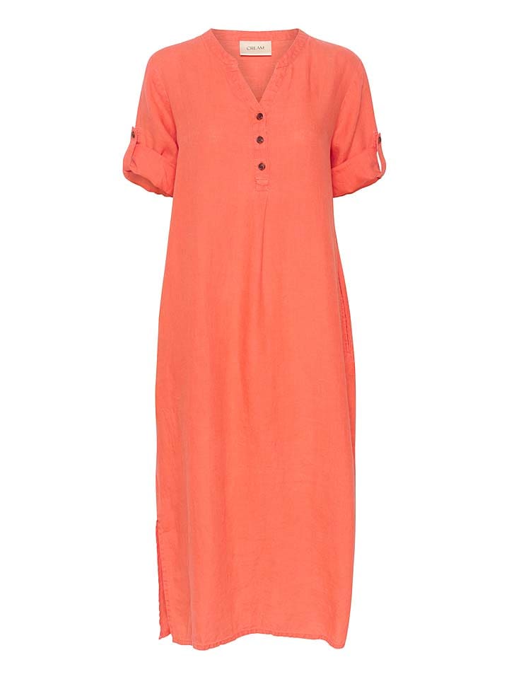 Kaffe Lniana sukienka w kolorze pomarańczowym rozmiar: L/XL