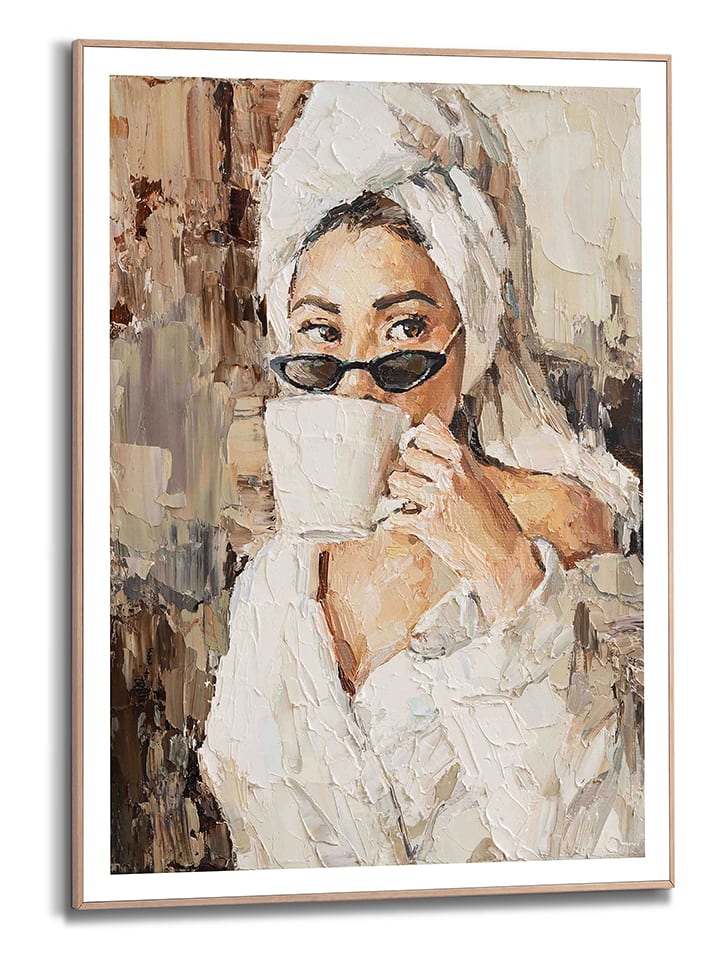 Orangewallz Druk artystyczny "Morning Coffee" w ramce rozmiar: 50x70 cm