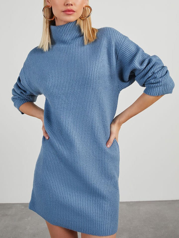Milan Kiss Sukienka dzianinowa w kolorze błękitnym rozmiar: M