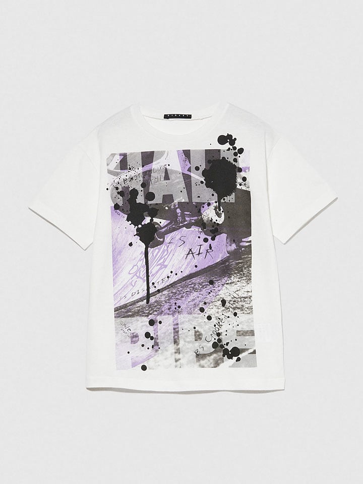 Sisley Koszulka w kolorze biało-fioletowym rozmiar: 160