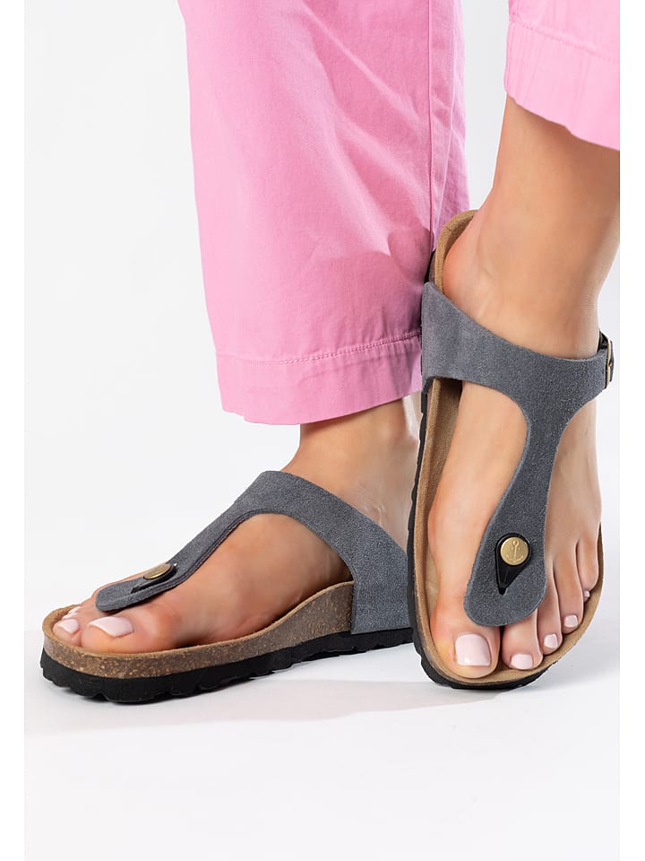 BAYTON Skórzane japonki "Mercure" w kolorze szarym rozmiar: 40