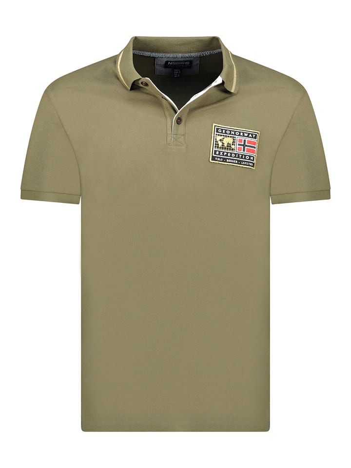 Geographical Norway Koszulka polo "Karite" w kolorze khaki rozmiar: S