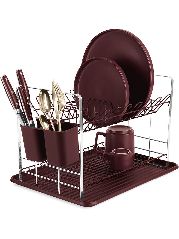 Berlinger Haus Ociekacz w kolorze srebrno-bordowym do naczyń - 48 x 32 x 29 cm rozmiar: onesize