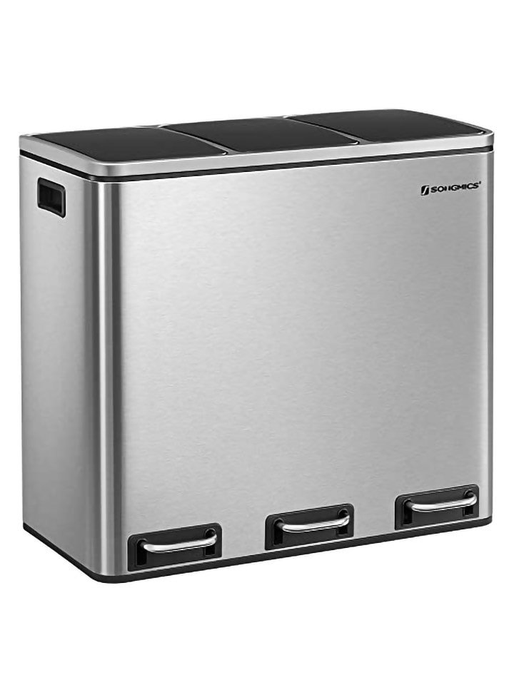 SONGMICS Kosz w kolorze srebrno-czarnym na śmieci - 61 x 55,5 x 31,5 cm rozmiar: onesize