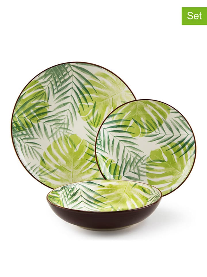 Trendy Kitchen by EXCÉLSA 18-częściowy zestaw talerzy "Panama" w kolorze zielonym rozmiar: onesize