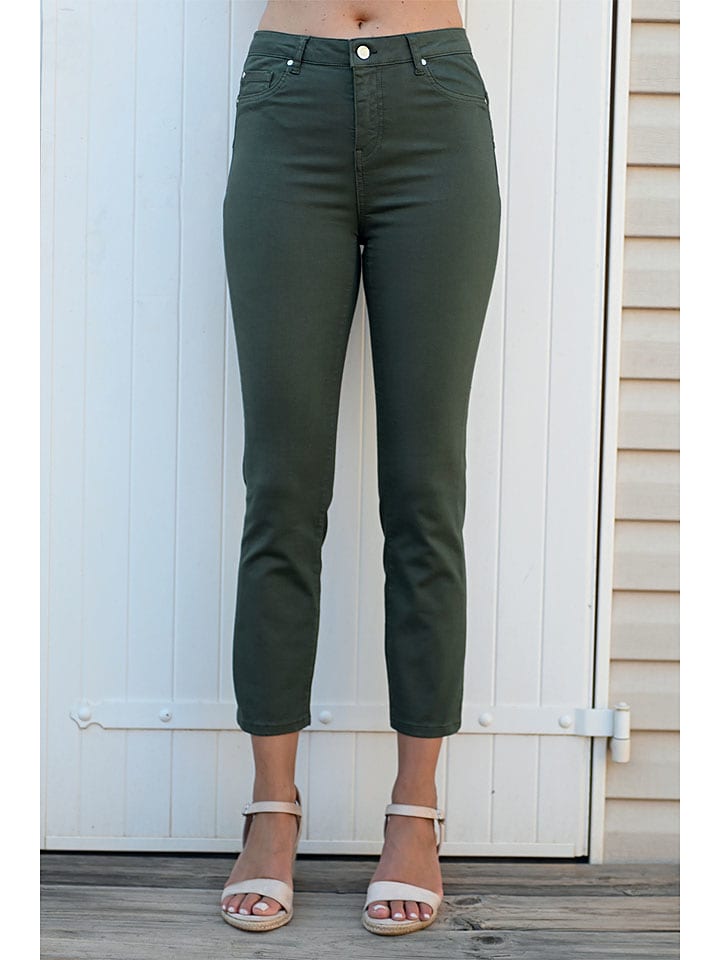 Bleu d'Azur Dżinsy "Paula" w kolorze khaki rozmiar: 48